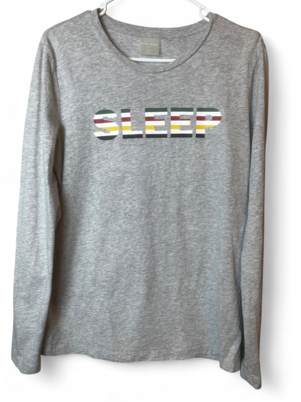 Hudson Bay Company HBC Stripes Grey Long Sleeve Women’s PJ Top “Sleep” Sz M